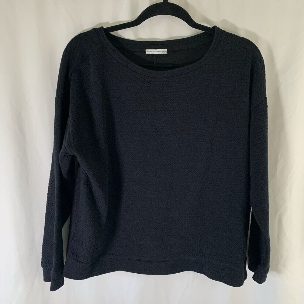 Zara Trafaluc Blouse Women's Medium Black Long Sleeve Round Neck Cotton Blend